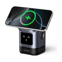 UGREEN 15W Uno Wireless Charger, Qi2 Certified MagSafe Charging, Fast Magnetic Phone Stand, 2-in-1 Foldable Wireless Charger Station Compatible with iPhone 16/15/14/13/12 Series, AirPods 4/3/2/Pro 2