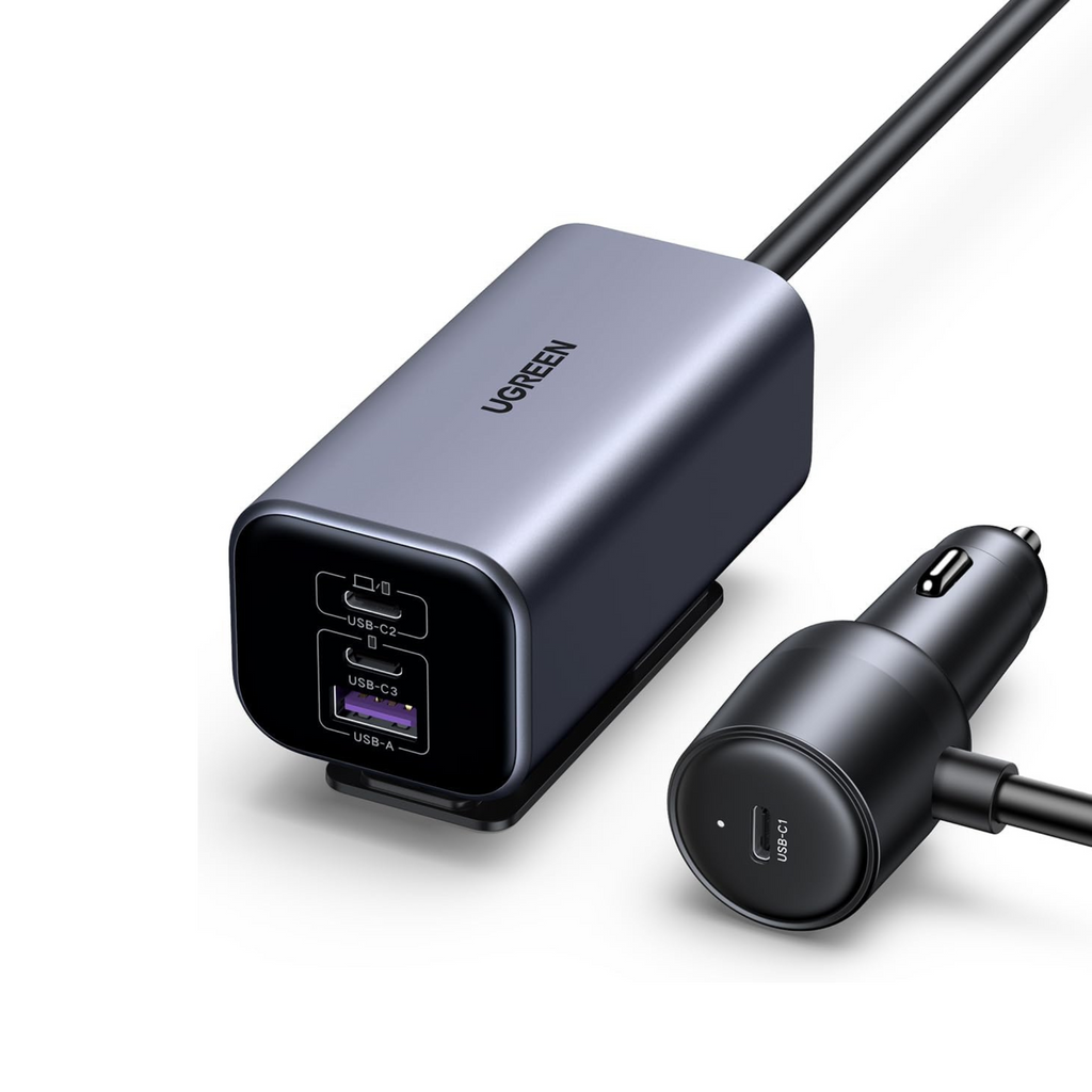 UGREEN 150W Multi Port Car Charger, 4 Port USB C Fast Car Adapter GaN Charger, Automobile Battery Power Plug for Backseat with Clip, Compatible for MacBook Air/Pro, Lenovo,iPhone 16 Series, S25 Ultra