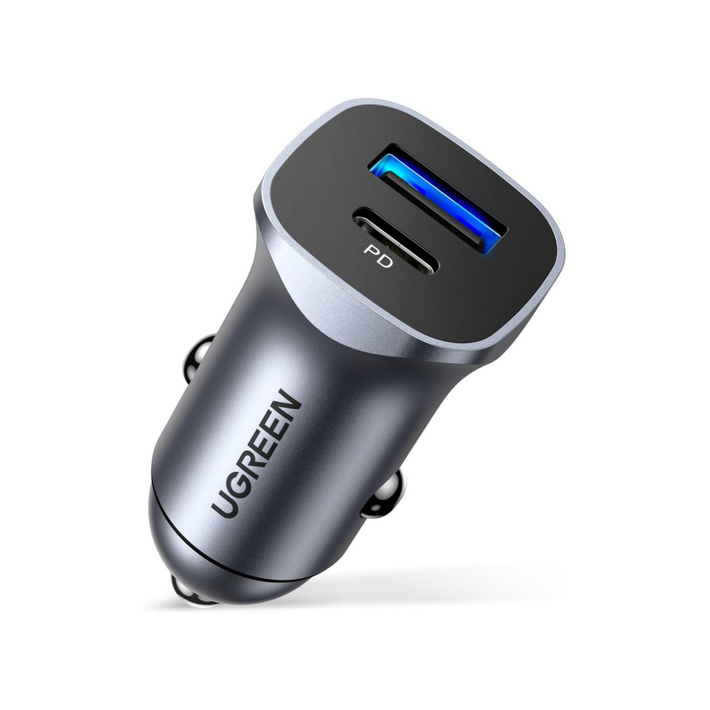 UGREEN PD 24W Car Charger Fast Charging Dual USB Phone Plug Adapter Car Charger Type C Compatible with iPhone 16 Pro Max/16 Pro/15/14/13x/12/11, iPad, Samsung S25/S24, Huawei Mate60,etc