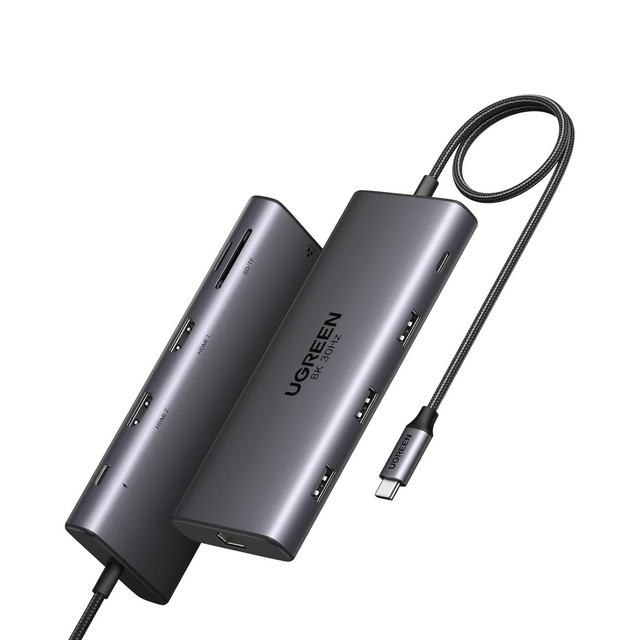 UGREEN Revodok Pro 210 USB C Hub 10-in-1 Dual Monitor Docking Station with Dual HDMI 4K@60Hz Single 8K@30Hz, USB A and Type C Data Port,100W PD Charging Ethernet SD Card Reader for MacBook Dell HP