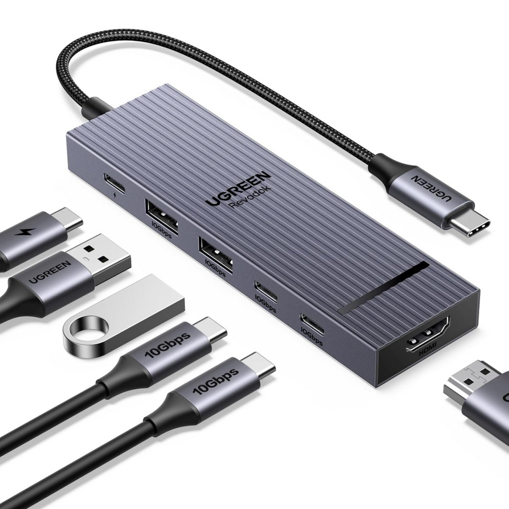 UGREEN Revodok USB C Hub 6 in 1, 10Gbps Type C 3.2 and USB A 3.2 with HDMI 4K 60Hz, 100W PD Type C Hub Multiport Adapter for MacBook Pro/Air, iPad Pro, HP, Dell