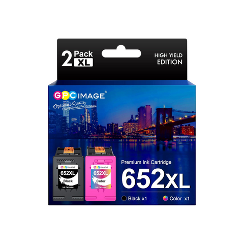 GPC Image 652XL Ink Cartridge Replacement for HP 652 Ink Cartridge for HP 652XL 652 XL 652 HP Cartridge Compatible with HP DeskJet 3787, 3789, 3835, 4535 Printers (2 Pack, 1 Black 1 Tri-Color)