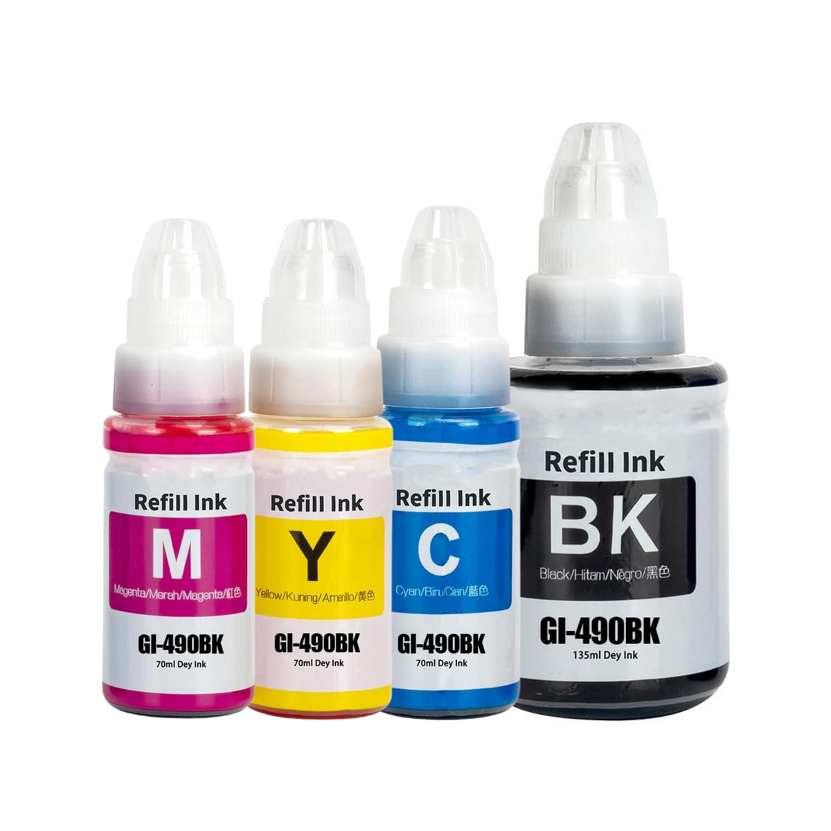 NexNova® ink for Canon 490 (4-Pack Black Cyan Magenta Yellow) Ink for GI 490 for PIXMA G3400 G2400 G1400 G4400 G1411 G2411 G3411 G4411 G4410 G3410