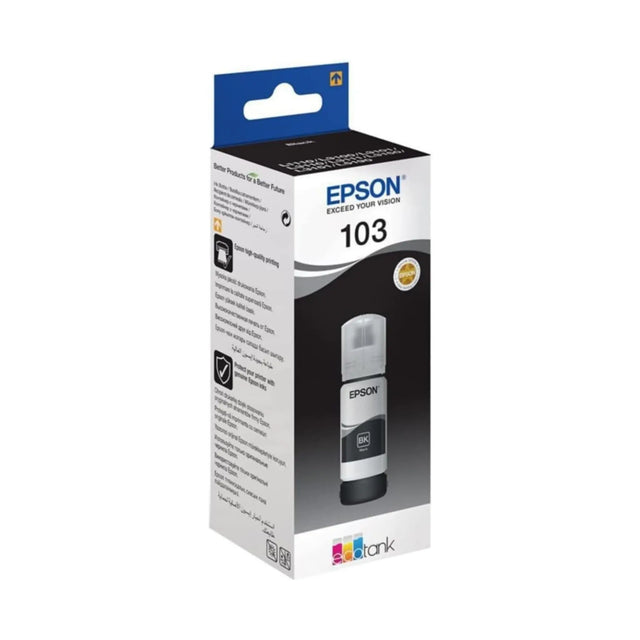 Epson 103 Ecotank Ink Bottle, Black Ink For Printer Refill, 65ml Epson
