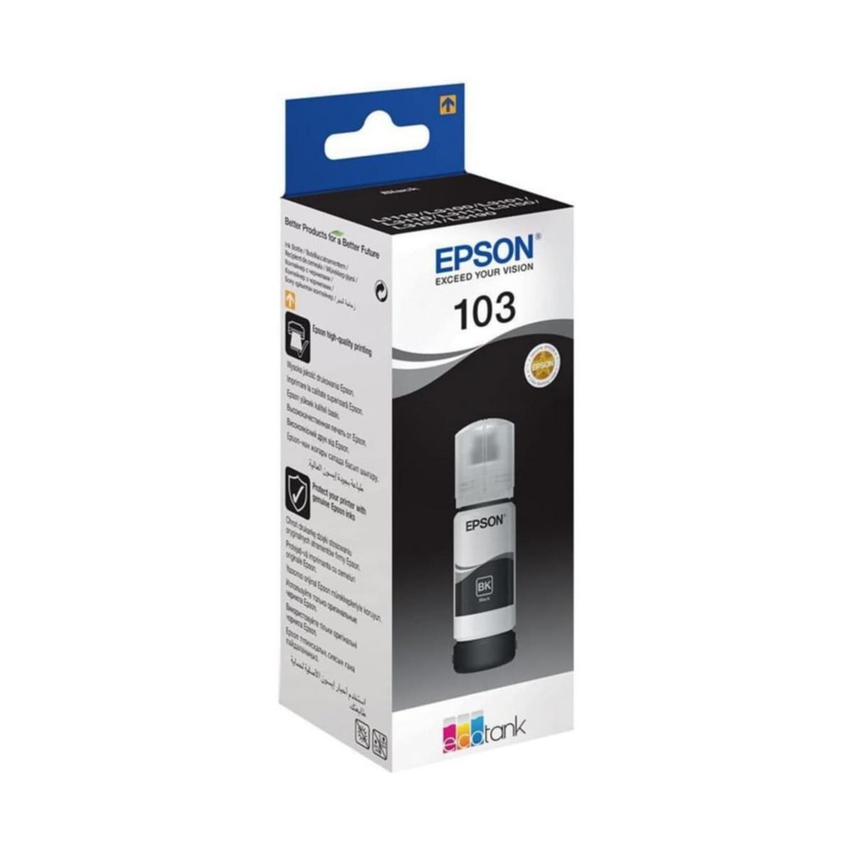 Epson 103 Ecotank Ink Bottle, Black Ink For Printer Refill, 65ml