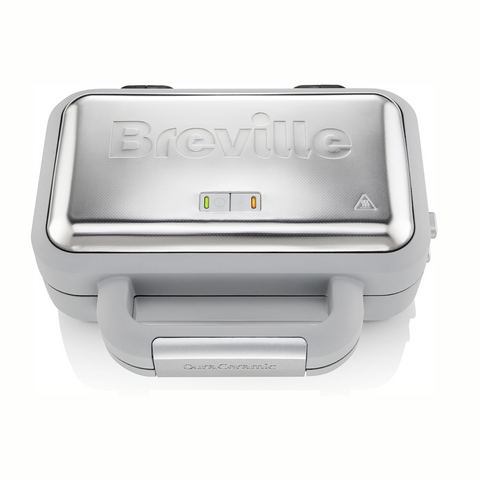 Breville VST072 DuraCeramic Waffle Maker, Non-Stick and Easy Clean with Deep-Fill Removable Plates, White and Stainless Steel
