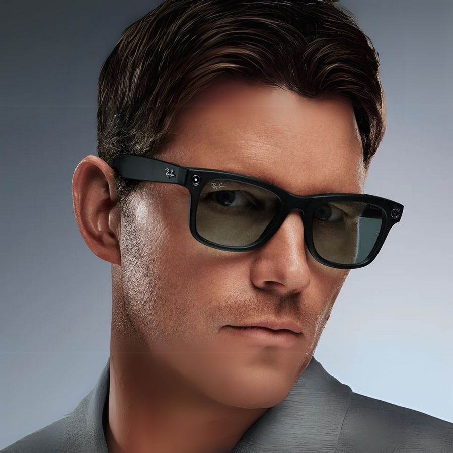 Meta Ray-Ban Wayfarer Matte Black Clear/Graphite Green Transitions RW4006 Size 50-22