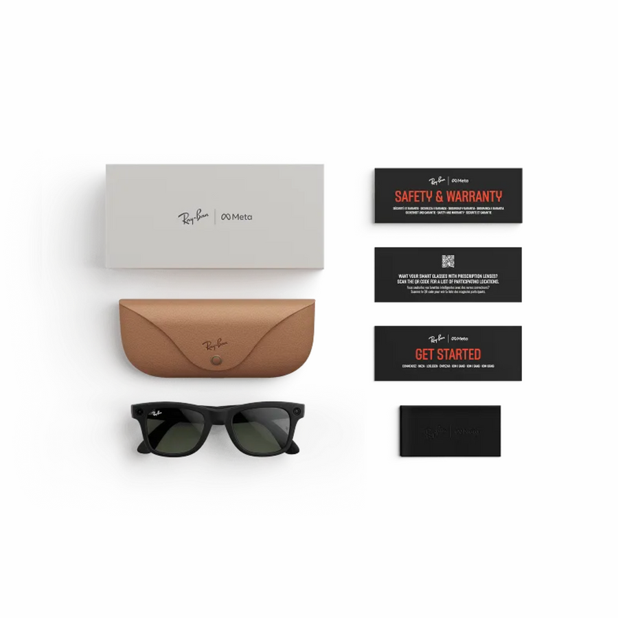 Meta Ray-Ban Wayfarer Matte Black Clear/Graphite Green Transitions RW4006 Size 50-22