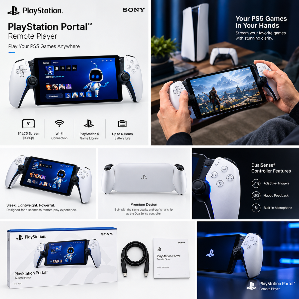 PlayStation 5 Portal Remote Player (UAE Version) – White (Open Box, Damaged Box - Fully Working) Playstation 5