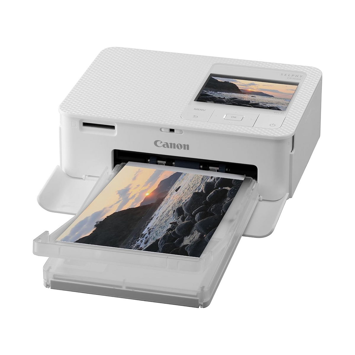 Canon SELPHY CP1500 Compact Portable Photo Printer (Upgraded CP1300 Model) | Photos,Collages & Stickers | Wi-Fi & Direct printing | Smart Devices,Computers,Cameras,SD Card & USB-C Flash Drives (White)