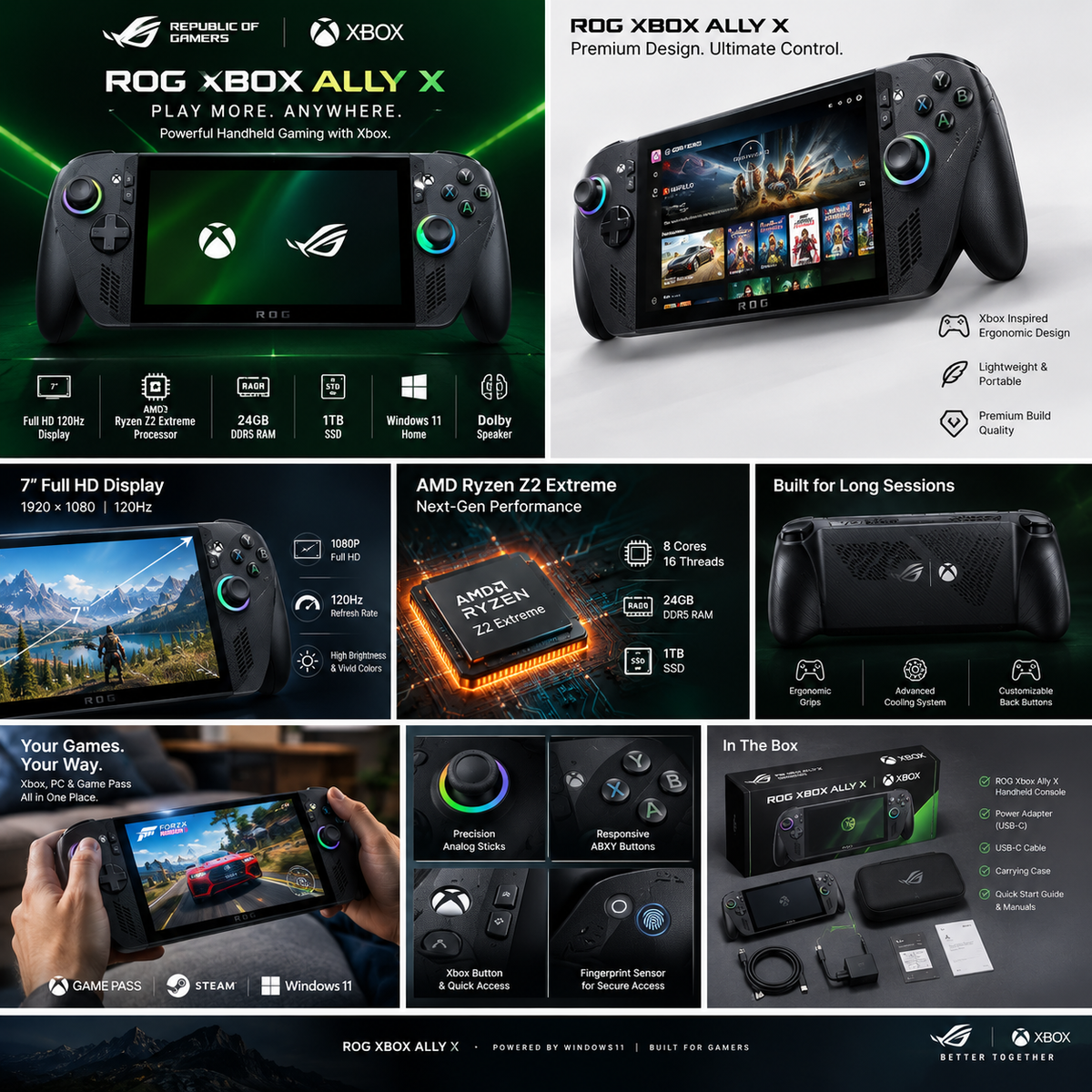 ASUS ROG Ally X Gaming Handheld Console – Black (Open Box, Damaged Box, Charger Missing - Fully Working) - Kherajani Computers