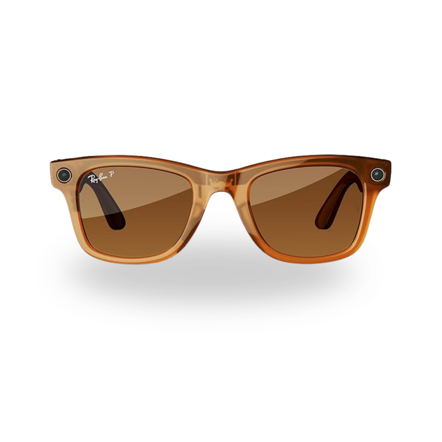 Meta Ray-Ban Smart Glasses Wayfarer Large 53/22/155 Shiny Caramel Polar Brown RW4008