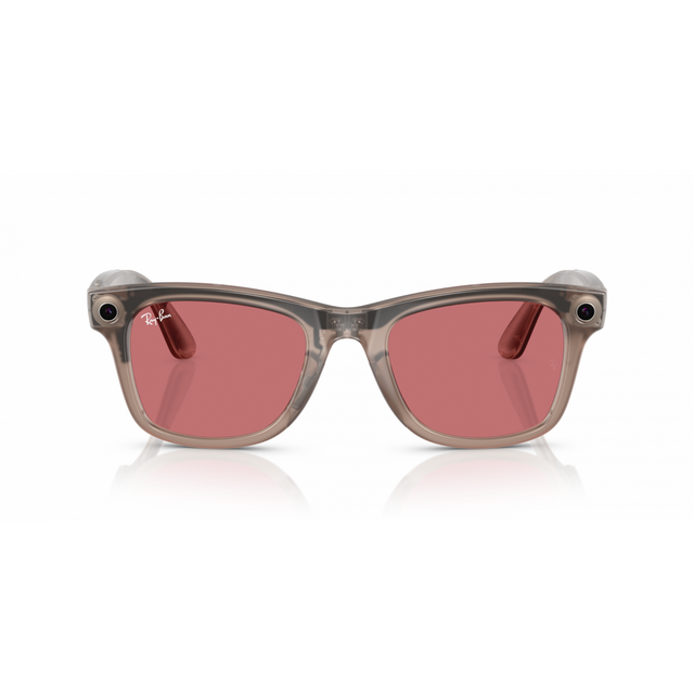 Meta Ray-Ban Smart Glasses 50/22/150 Wayfarer, Warm Stone/Transitions Watermelon Red, regular RW4006