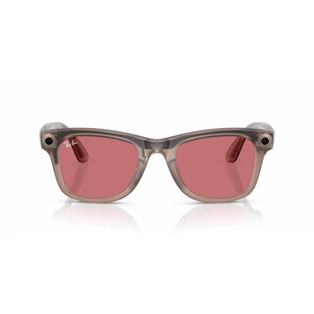 Meta Ray-Ban Smart Glasses 53/22/155 Large Wayfarer, Warm Stone/Transitions Watermelon Red, RW4008
