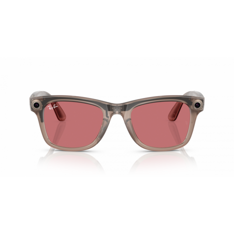 Meta Ray-Ban Smart Glasses 53/22/155 Large Wayfarer, Warm Stone/Transitions Watermelon Red, RW4008