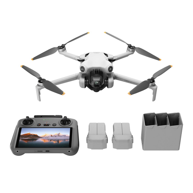 DJI Mini 4 Pro Fly More Combo Plus (RC 2), Folding Mini-Drone 4K HDR Camera, 2 Extra Intelligent Batteries Plus For 45-Min Flight Time