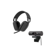 Logitech Brio 500 Full HD webcam and Zone Vibe 100 wireless headphones with noise-canceling mic, works with Microsoft Teams, Google Meet, Zoom, Mac/PC - Graphite