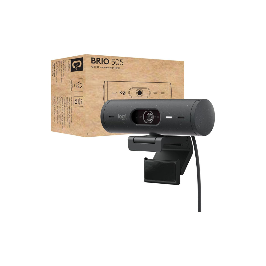 Logitech Brio 505 Full HD Webcam with auto Light Correction