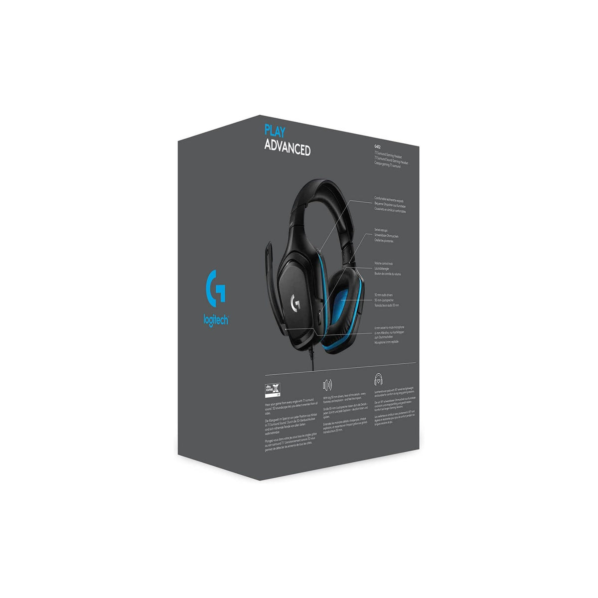 Logitech G432 Wired Gaming Headset, 7.1 Surround Sound, Dts Headphone:X 2.0, 50 mm Audio Drivers, Usb And 3.5 mm Audio Jack, Flip-To-Mute Mic, Lightweight, Pc/Mac/Xbox One/Ps4/Nintendo Switch - Black