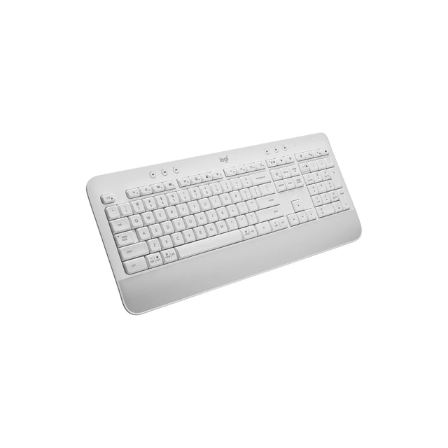 Logitech Signature K650 Wireless Keyboard with Wrist Rest, Full-Size, BLE Bluetooth or Logi Bolt USB Receiver, Comfort Deep-Cushioned Keys, Compatible with most OS/PC/Windows/Mac - White -AR Layout