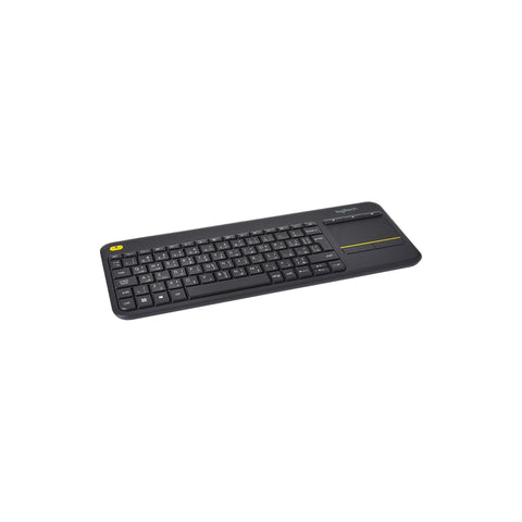 Logitech K400 Plus Wireless Livingroom Keyboard with Touchpad for Home Theatre PC Connected to TV, Customizable Multi-Media Keys, Windows, Android, Laptop/Tablet, Arabic Keyboard - Black