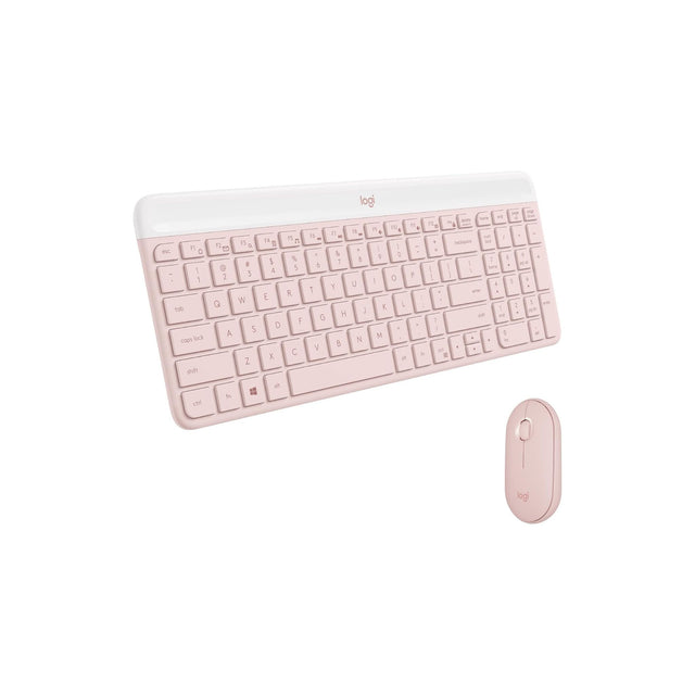 Logitech MK470 Slim Wireless Keyboard and Mouse Combo - Modern Compact Layout, Ultra Quiet, 2.4 GHz USB Receiver, Plug n' Play Connectivity, Compatible with Windows, US INT'L - Rose