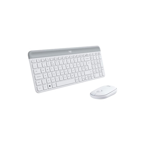 Logitech MK470 Slim Wireless Keyboard and Mouse Combo - Modern Compact Layout, Ultra Quiet, 2.4 GHz USB Receiver, Plug n' Play Connectivity, Compatible with Windows - White