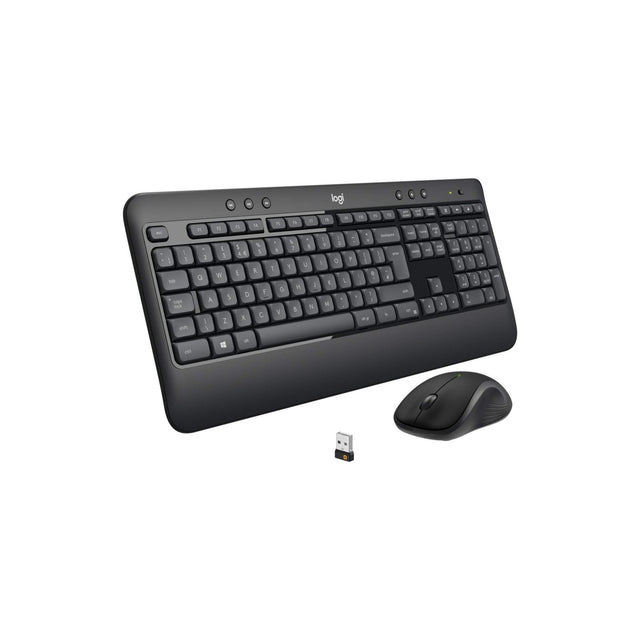 Logitech MK540 Advanced Wireless Keyboard and Mouse Combo for Windows, 2.4 GHz Unifying USB-Receiver, Multimedia Hotkeys, 3-Year Battery Life, for PC, Laptop, Arabic Layout - Black
