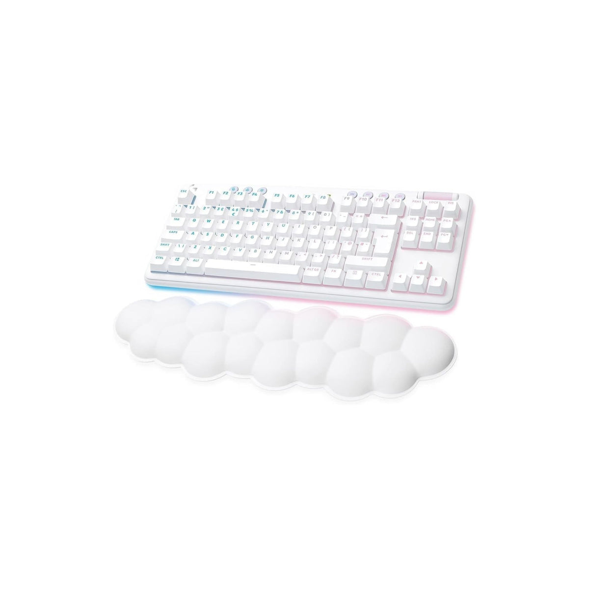 Logitech G G715 Wireless Mechanical Gaming Keyboard with LIGHTSYNC RGB Lighting, LIGHTSPEED, Tactile Switches (GX Brown) and Keyboard Palm Rest, PC and Mac Compatible - White Mist