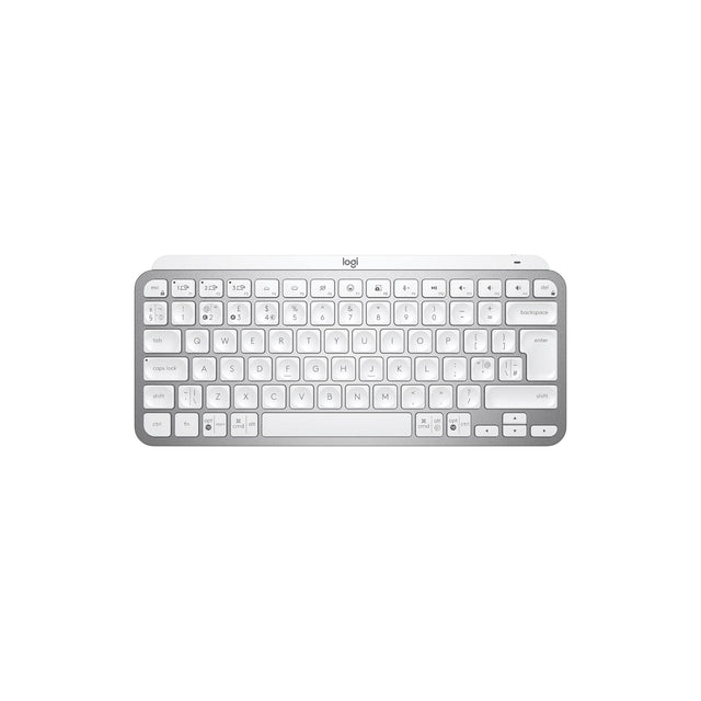 Logitech MX Keys Mini Minimalist Wireless Illuminated Keyboard, Compact, Bluetooth, Backlit, USB-C, Compatible with Apple macOS, iOS, Windows, Linux, Android, Metal Build, US Intl Layout - Pale Grey