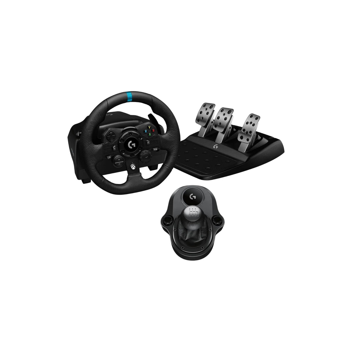 Logitech G923 Racing Wheel and Pedals for Xbox One and PC - UAE Version & Driving Force Racing Shifter For G923, Black