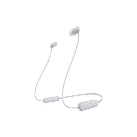 Sony WI-C100 Wireless in-Ear Bluetooth Headphones with Built-in Microphone, White, Small