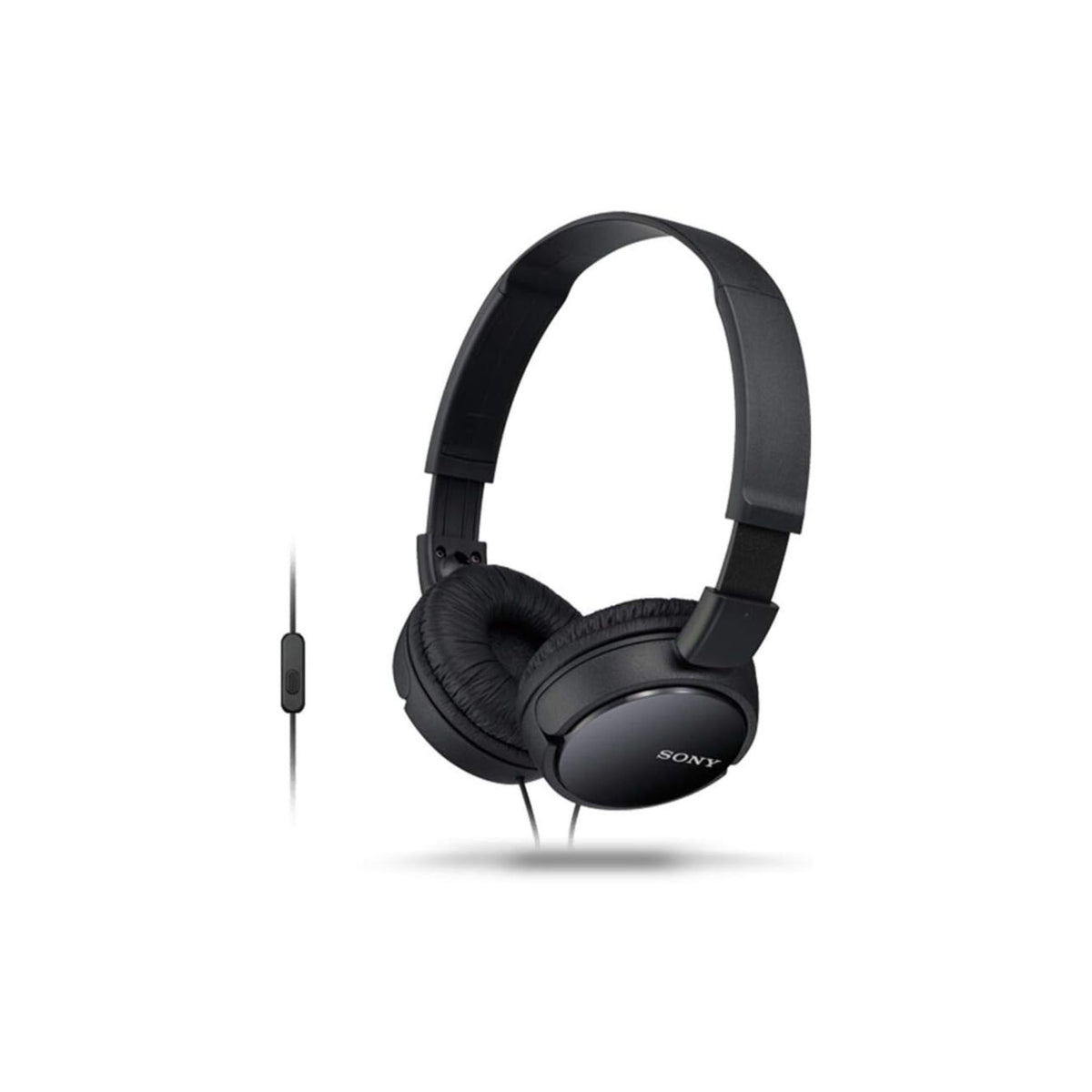 Sony MDR ZX110AP Wired On Ear Headphones with tangle free cable, 3.5mm Mini-jack pin, Headset with Mic for Phone Calls, Black, MDRZX110AP/B