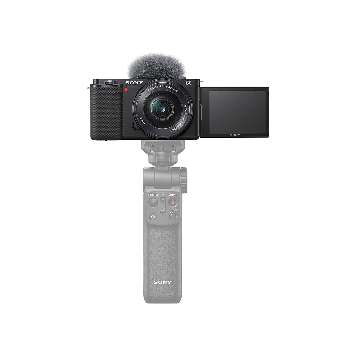 Sony Alpha ZV-E10L Interchangeable Lens Vlog Digital Camera with 16-50 mm Lens and Free Sony Wireless Grip with remote control and tripod feature, 24.2MP, Black