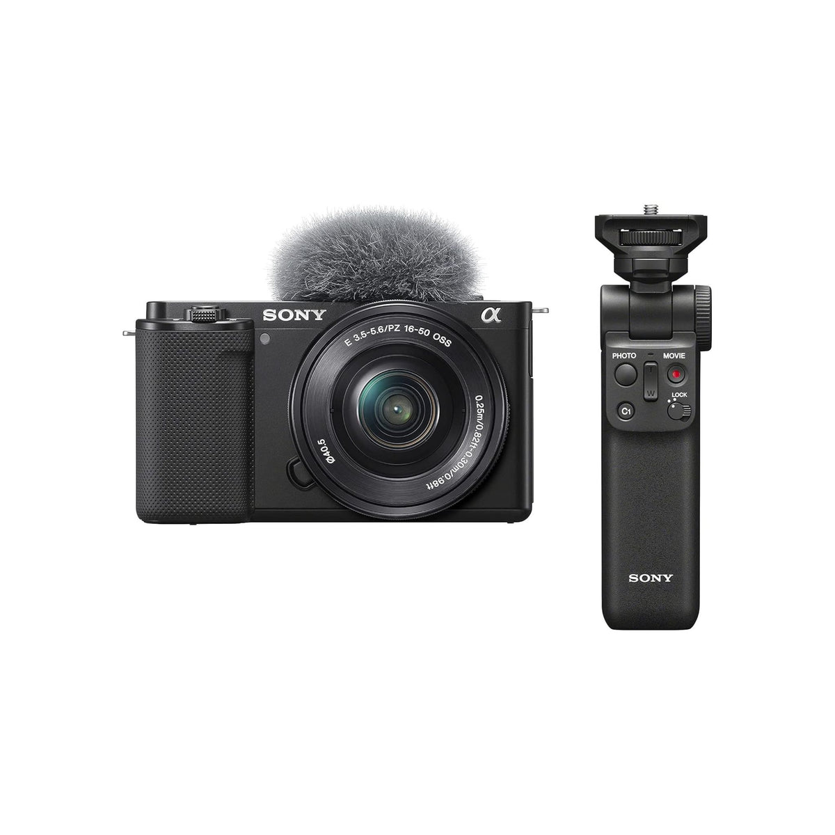 Sony Alpha ZV-E10L Interchangeable Lens Vlog Digital Camera with 16-50 mm Lens and Free Sony Wireless Grip with remote control and tripod feature, 24.2MP, Black