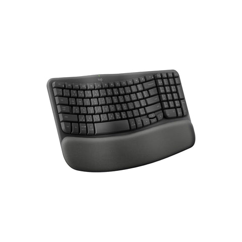 Logitech Wave Keys Wireless Ergonomic Keyboard with Cushioned Palm Rest, Comfortable Natural Typing, Easy-Switch, Bluetooth, Logi Bolt Receiver, for Multi-OS, Windows/Mac, AR Layout - Graphite (Pc)