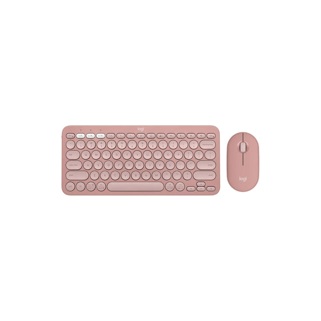 Logitech Pebble 2 Combo, Wireless Keyboard and Mouse, Quiet and Portable, Customisable, Logi Bolt, Bluetooth, Easy-Switch for Windows, macOS, iPadOS, Chrome - Rose