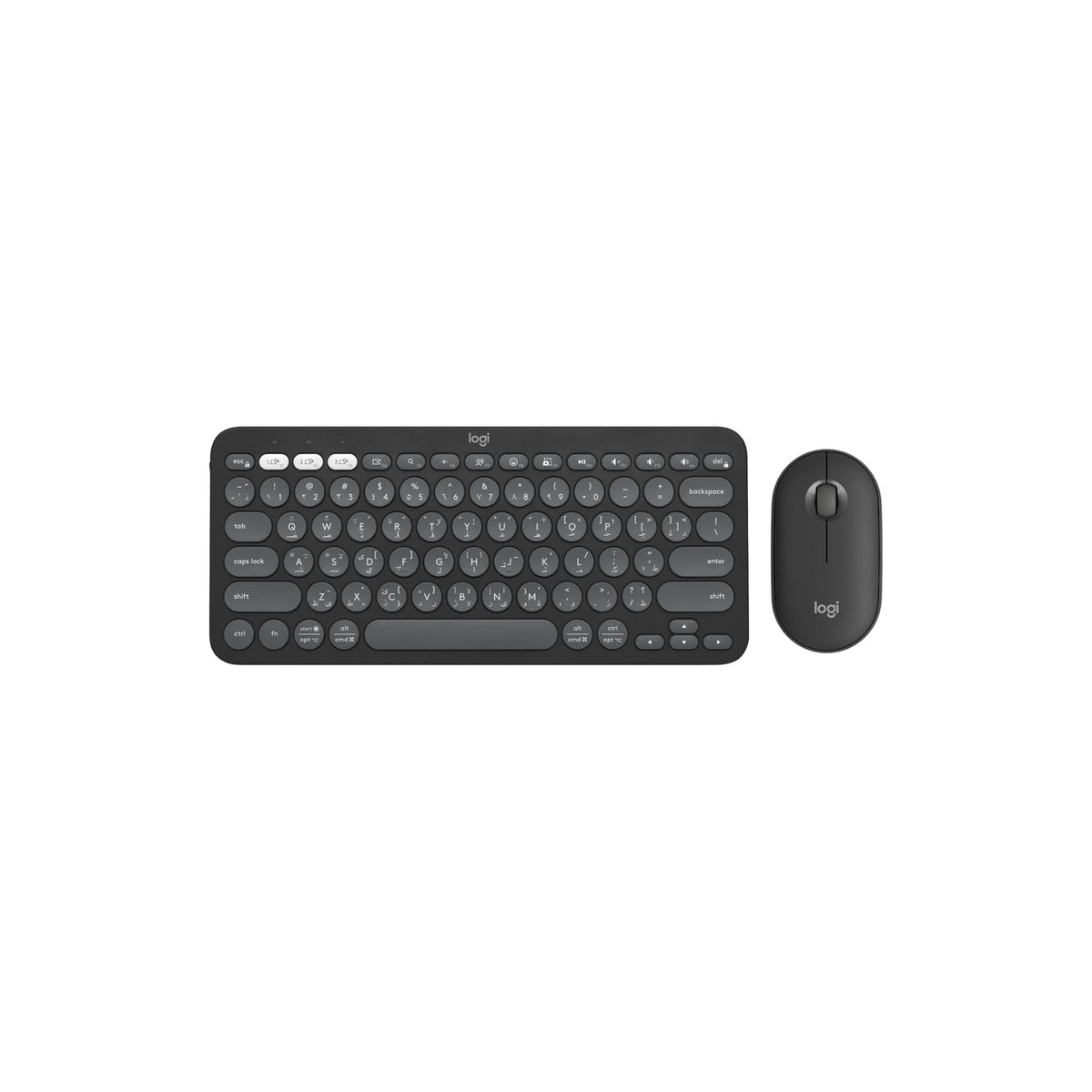 Logitech Pebble 2 Combo, Wireless Keyboard and Mouse, Quiet and Portable, Customisable, Logi Bolt, Bluetooth, Easy-Switch for Windows, macOS, iPadOS, Chrome, ARA Layout - Graphite
