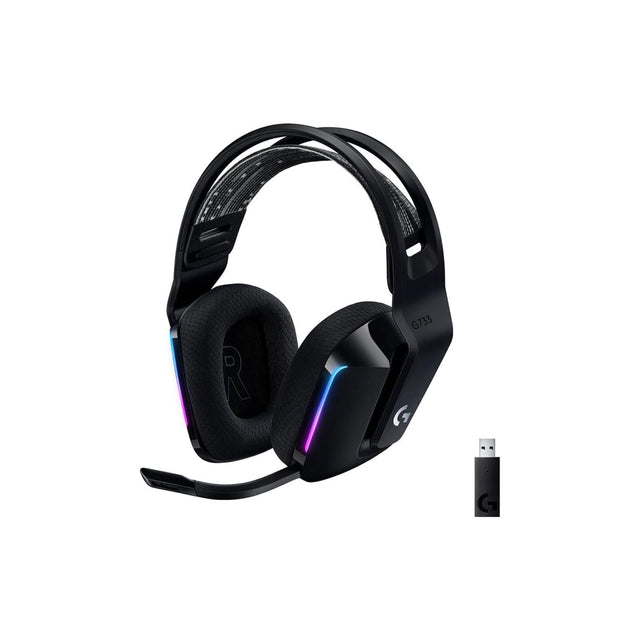 Logitech G Logitech G733 LIGHTSPEED Wireless Gaming Headset with suspension headband, LIGHTSYNC RGB, Blue VO!CE mic technology and PRO-G audio drivers - Black