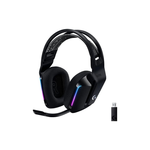 Logitech G Logitech G733 LIGHTSPEED Wireless Gaming Headset with suspension headband, LIGHTSYNC RGB, Blue VO!CE mic technology and PRO-G audio drivers - Black