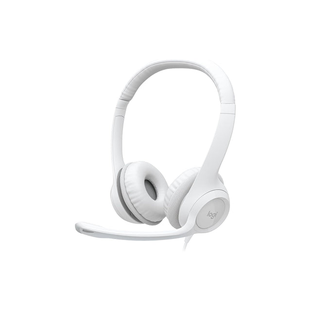 Logitech H390 Wired Headset for PC/Laptop, Stereo Headphones with Noise Cancelling Microphone, USB-A, In-Line Controls, Works with Chromebook - Off-white