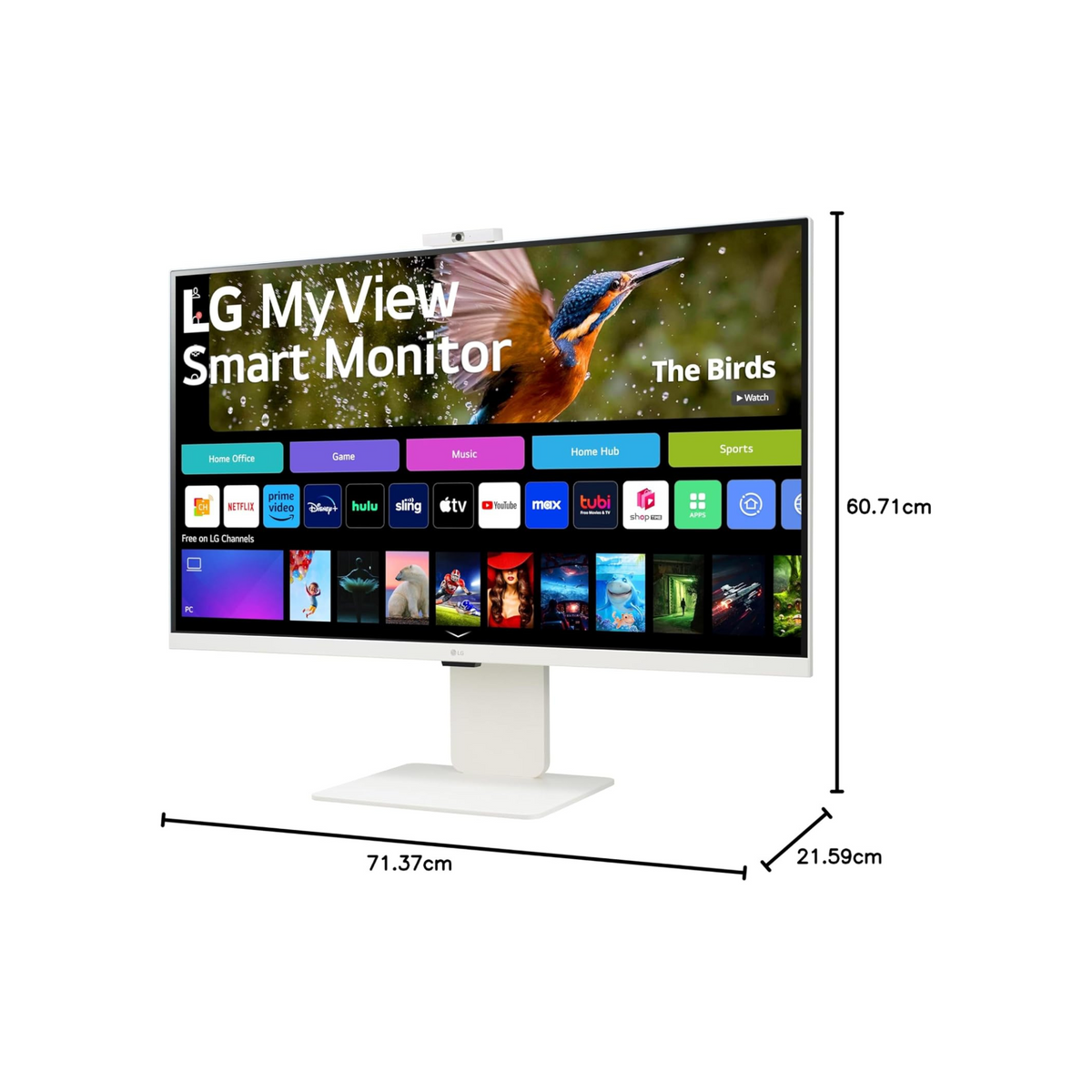 LG 32SR85U-W 32-inch MyView 4K UHD, IPS Display, webOS Smart Monitor, ThinQ Home, USB Type-C 90W PD, Built-in FHD Webcam & Speaker, HDR 10, AirPlay 2, Screen Share, Bluetooth, White