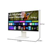 LG 32SR85U-W 32-inch MyView 4K UHD, IPS Display, webOS Smart Monitor, ThinQ Home, USB Type-C 90W PD, Built-in FHD Webcam & Speaker, HDR 10, AirPlay 2, Screen Share, Bluetooth, White