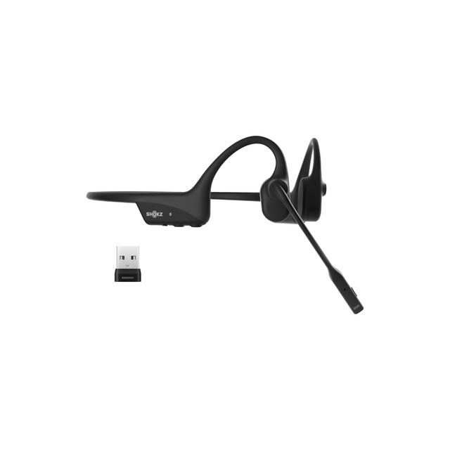 SHOKZ OpenComm2 UC 2025 Upgrade Bone Conduction Headset with USB-A adapter, Open-Ear Bluetooth Headphone with Noise Cancelling Mic, Wireless Earphone for Work, Call, Meeting, Driving, 16H Talktime