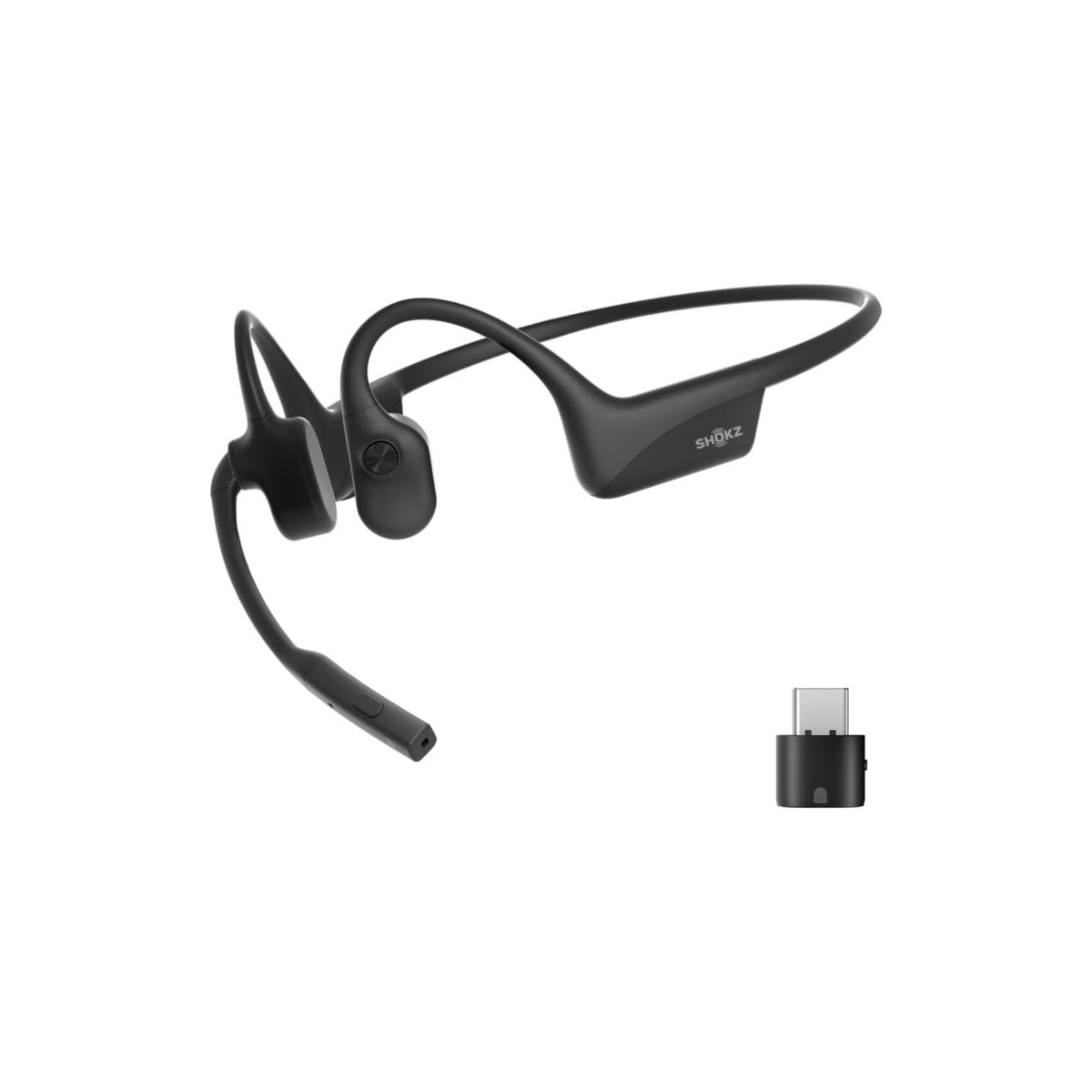 SHOKZ OpenComm2 UC 2025 Upgrade Bone Conduction Headset with USB-C adapter, Open-Ear Bluetooth Headphone with Noise Cancelling Mic, Wireless Earphone for Work, Call, Meeting, Driving, 16H Talktime
