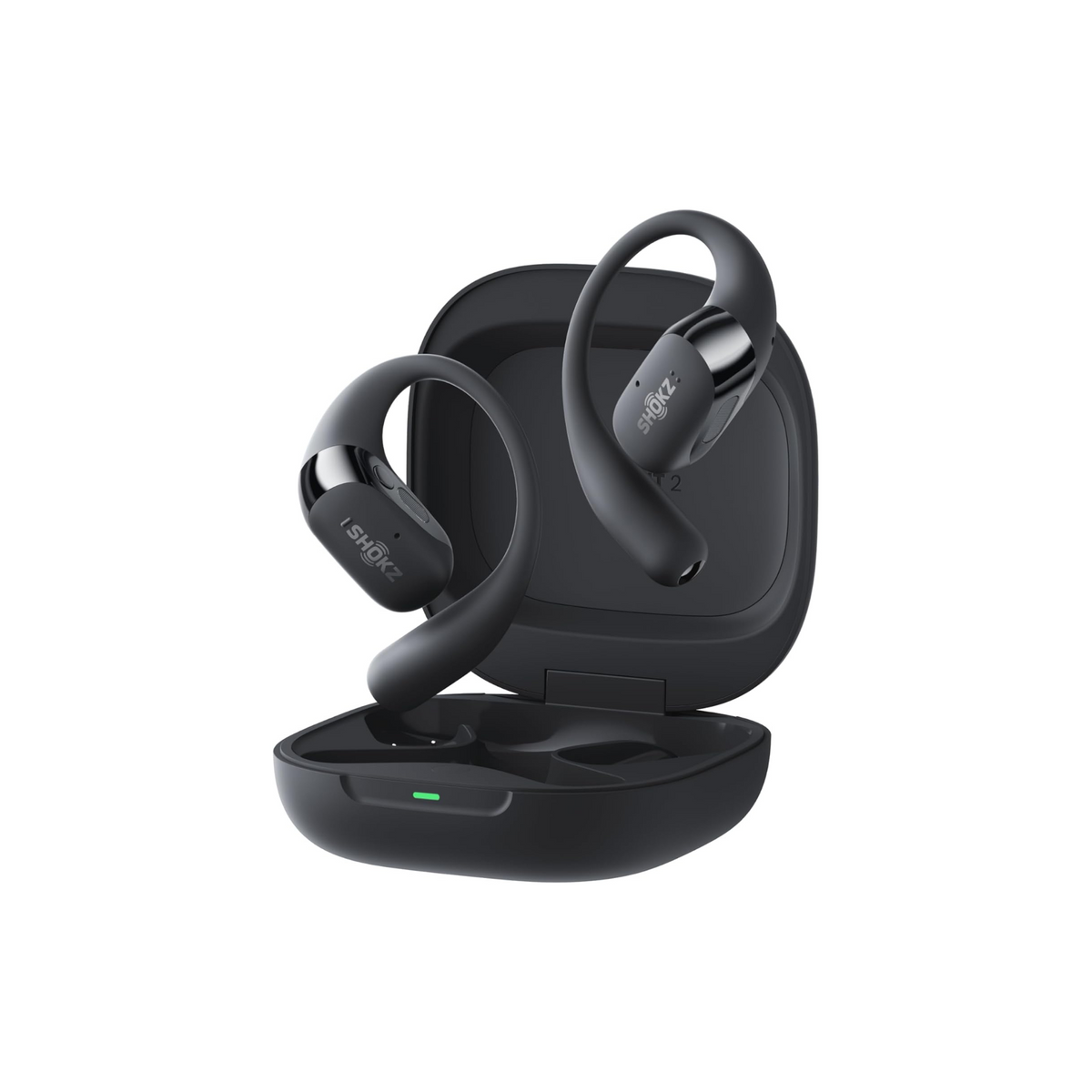 Shokz NEW OpenFit 2+ Open-Ear Headphones, Dolby Audio Enabled, Comfortable Earbuds with Soft Ear Hooks, 48H Playtime, IP55 Water-Resistant, USB-C Fast Charging, Wireless Charging, Carrying Bag, Black