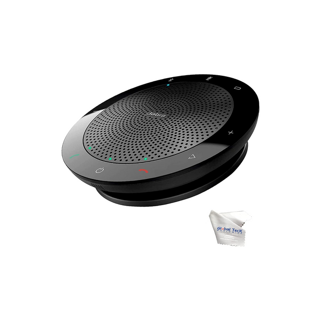 Global Teck Worldwide Jabra Speak 510+ MS Bluetooth Speakerphone - Speaker for PC, MAC, Tablet, Smartphone Compatible, Teams Version 7510-309 - with Bluetooth dongle and Microfiber Cloth