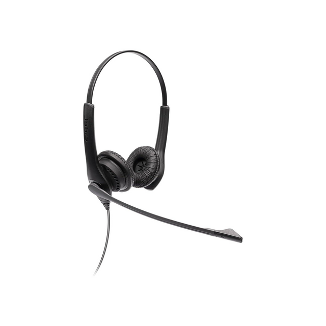 Jabra Biz 1100 Wired Headset, Supra-Aural Ear Coupling, 32mm Driver Unit, Faux leather Ear Pad, Unidirectional Microphone, 3.5mm Jack Connector, 1.8m Cable Length, Black | 1159-0139-EDU