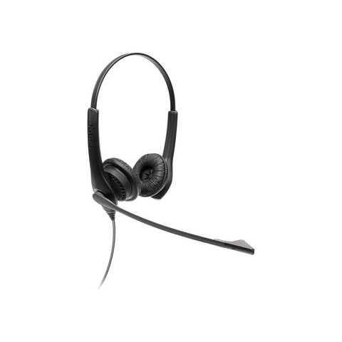 Jabra Biz 1100 Wired Headset, Supra-Aural Ear Coupling, 32mm Driver Unit, Faux leather Ear Pad, Unidirectional Microphone, 3.5mm Jack Connector, 1.8m Cable Length, Black | 1159-0139-EDU