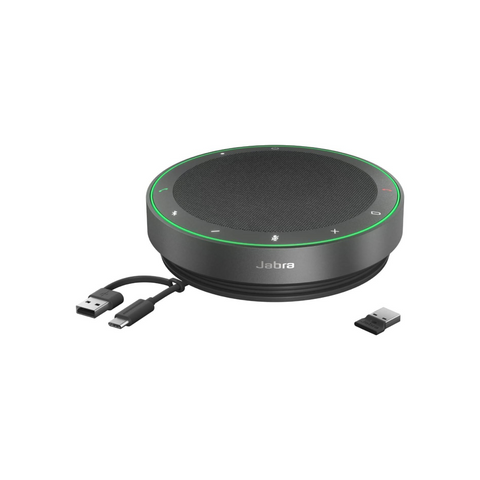 Jabra Speak2 75 Conferencing Speakerphone with Link 380 USB-A, Adapter for Unified Communications, 65mm Speaker Size, 360° Omnidirectional Microphone, IP64 Water and Dust Protection, Black | 2775-419